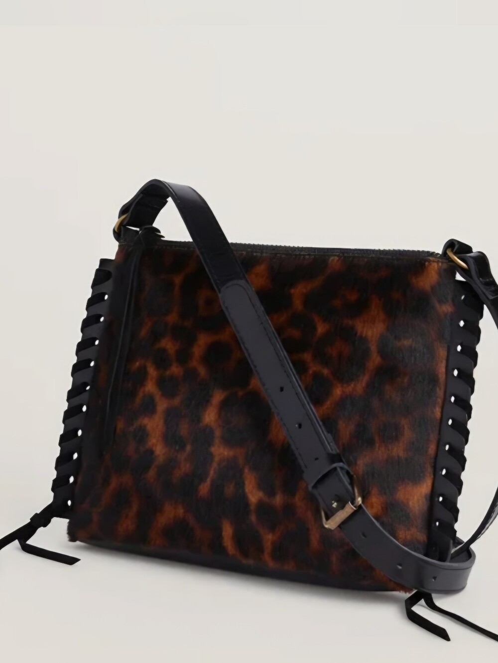 Convalore Leopard Everyday Crossbody Bag Italian Haircalf Leather Whipstitch